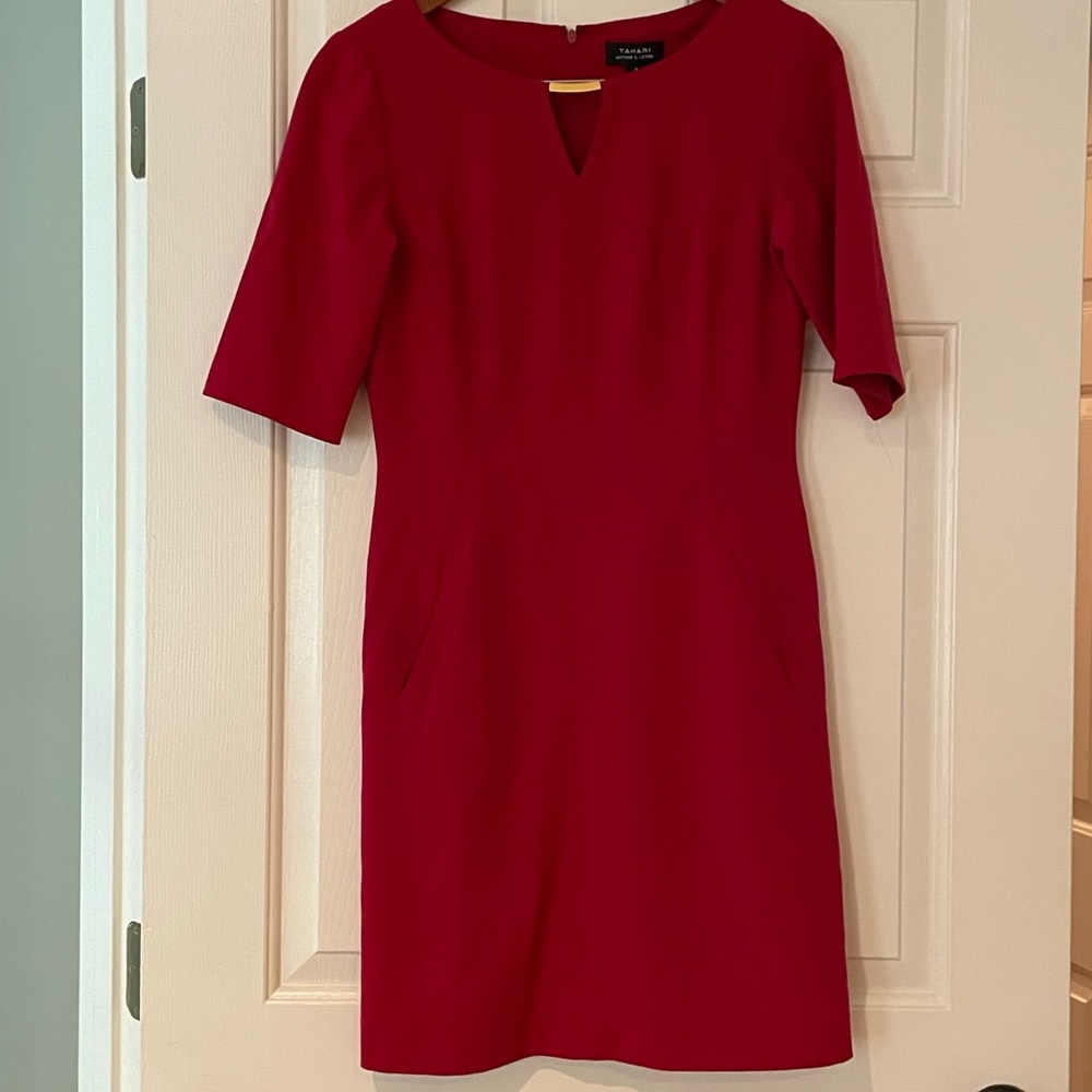 Red Tahari Dress with Pockets- Sz4